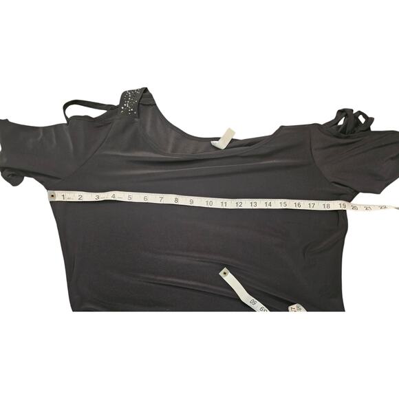 PerSeption Concept Black Blouse Cutout Sleeves Sz L - Picture 6 of 9